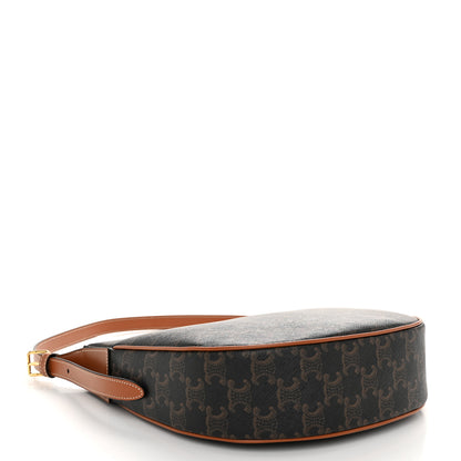 Celine Calfskin Triomphe Canvas Small Heloise Shoulder Bag Tan 4 of 9