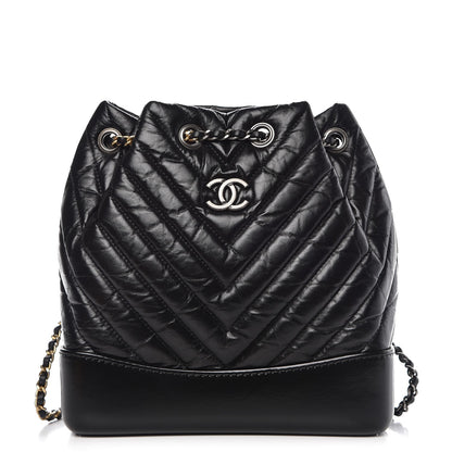 Chanel Aged Calfskin Chevron Quilted Small Gabrielle Backpack Black 1 of 7