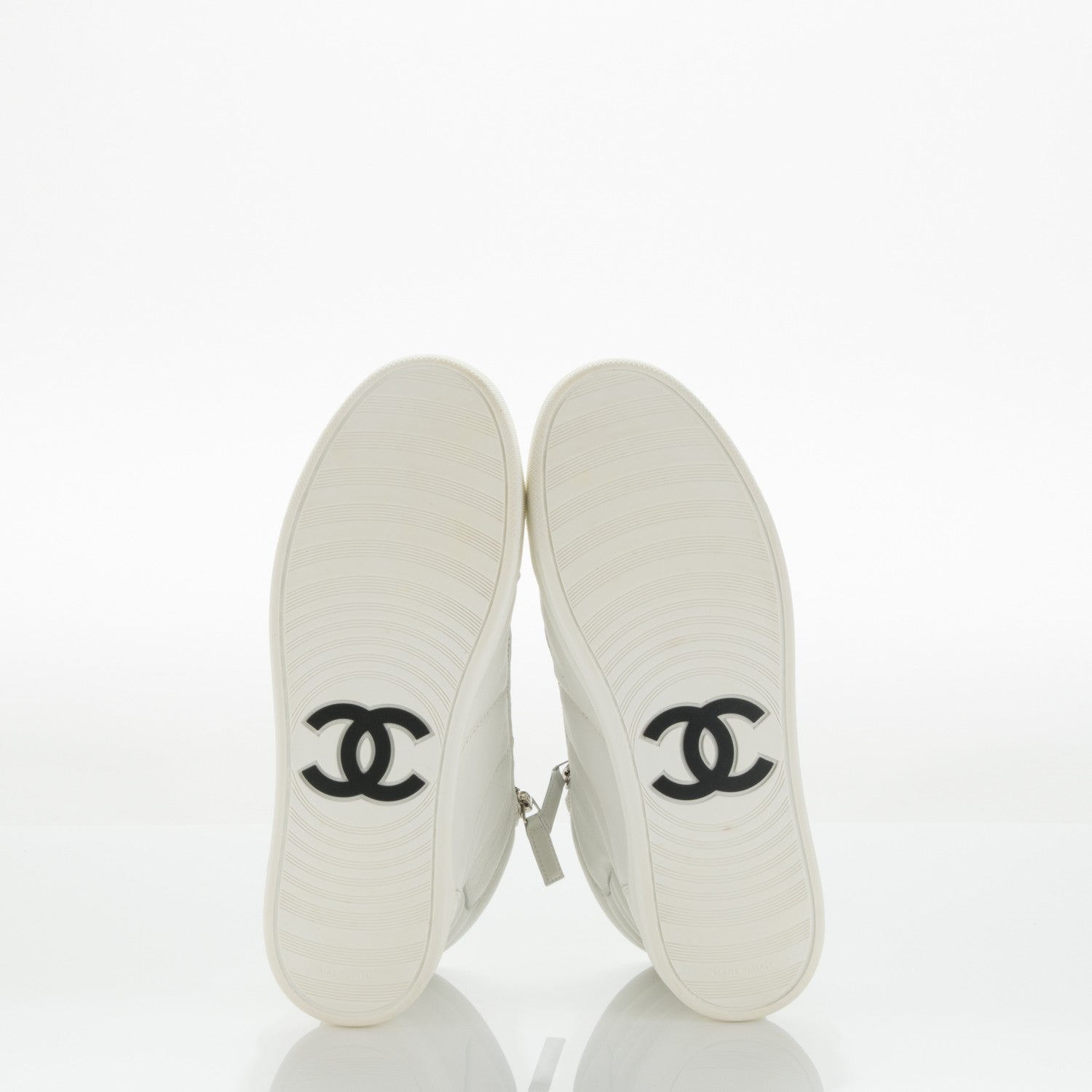 Chanel Calfskin High Top CC Sneakers 37 White 5 of 8