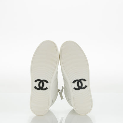 Chanel Calfskin High Top CC Sneakers 37 White 5 of 8