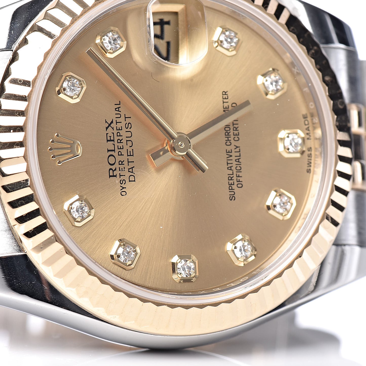 Stainless Steel 18K Yellow Gold Diamond 31mm Oyster Perpetual Datejust Watch Champagne 178273