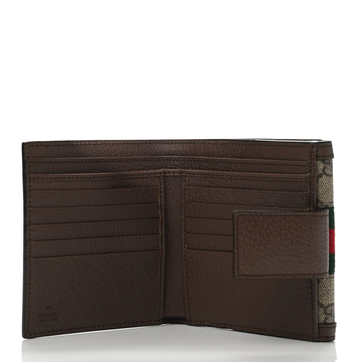 GG Supreme Monogram Web Ophidia French Flap Wallet Beige New Acero
