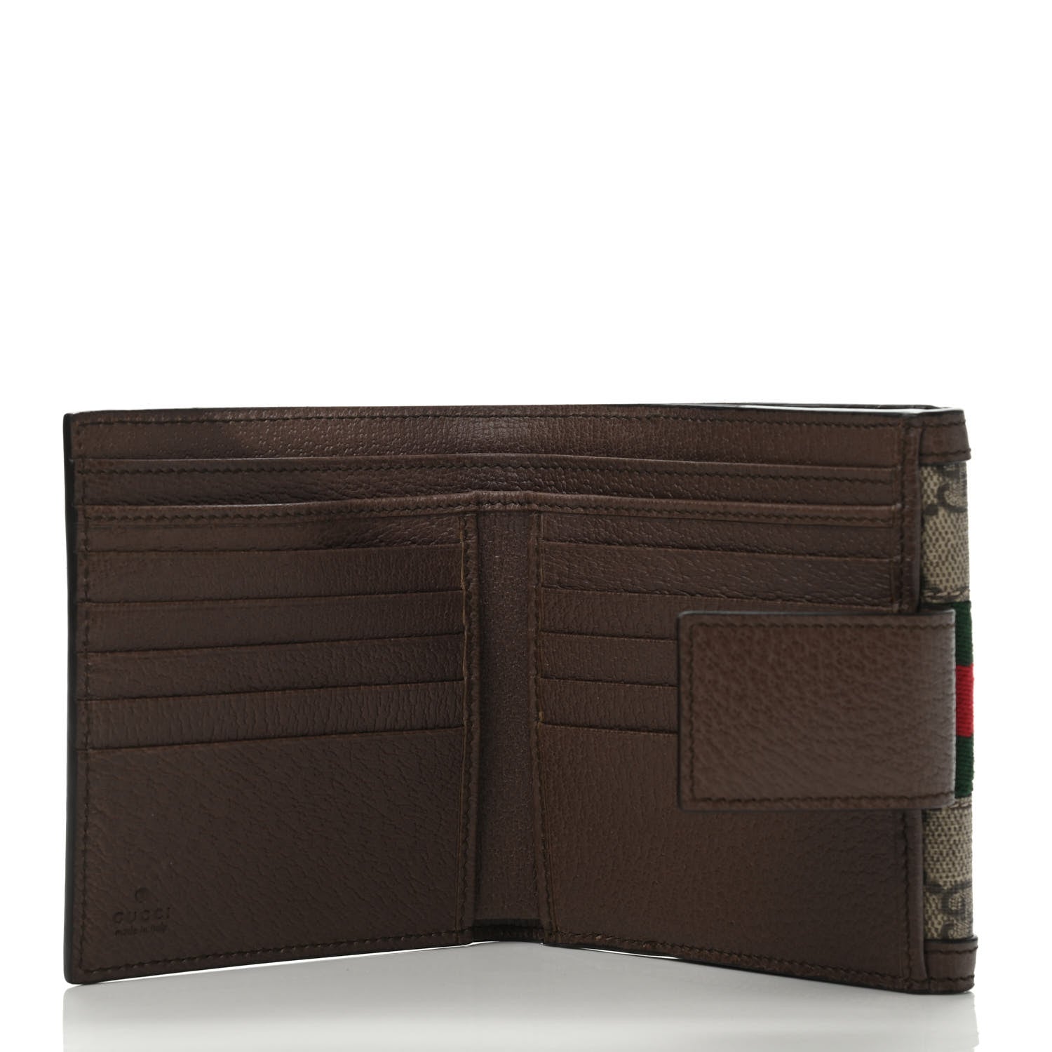 Gucci GG Supreme Monogram Web Ophidia French Flap Wallet Beige New Acero 4 of 4