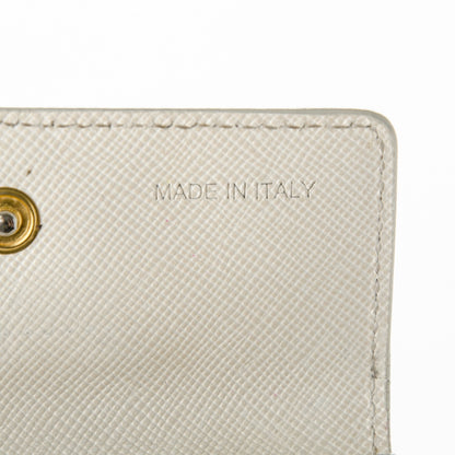 Prada Saffiano Metal Flap Card Holder Talco 6 of 7