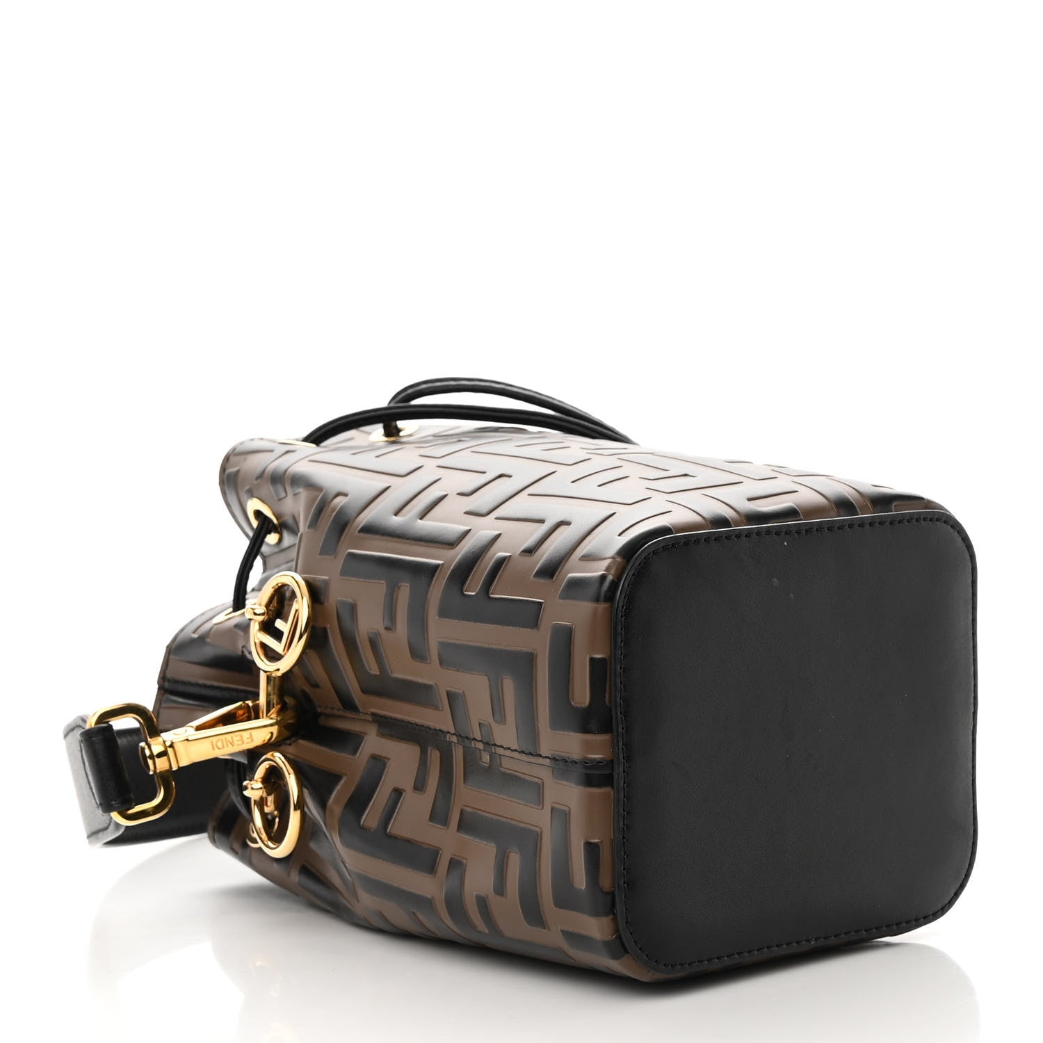 Fendi Vitello Liberty F is Fendi Bi-Color FF 1974 Embossed Mini Mon Tresor Bucket Bag Maya Black 4 of 12