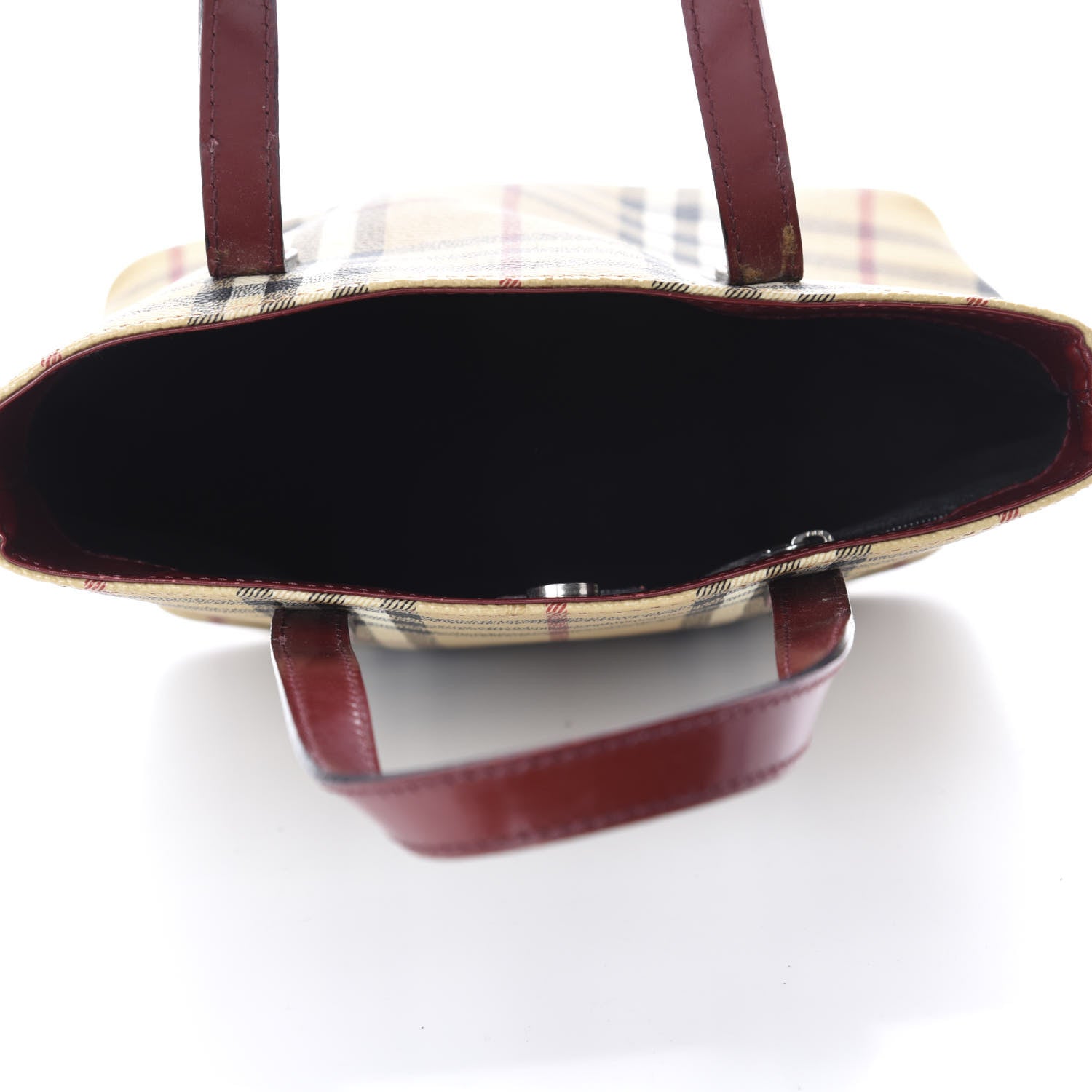 Burberry Haymarket Check Small Tote Red 5 of 13