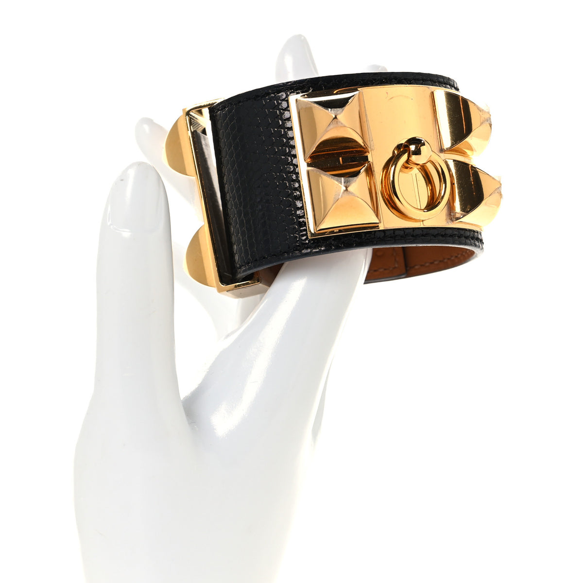 Hermes Lizard Collier de Chien CDC Bracelet T1 Black 2 of 5