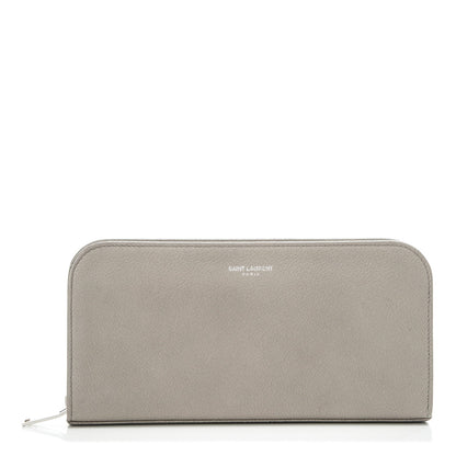 Saint Laurent Calfskin Classic Zip Around Continental Wallet Light Grey 1 of 6