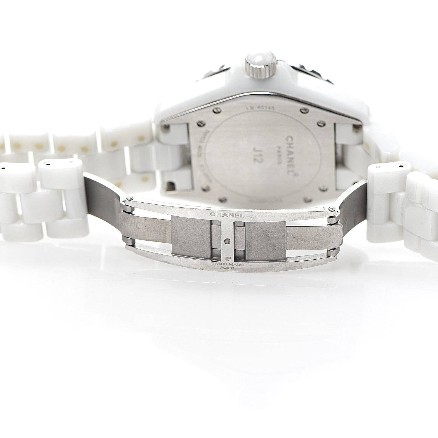 Chanel Stainless Steel Ceramic Diamond 38mm J12 Automatic Watch White 5 of 5