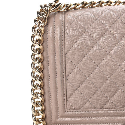 Chanel Caviar Quilted Medium Boy Flap Dark Beige 10 of 11