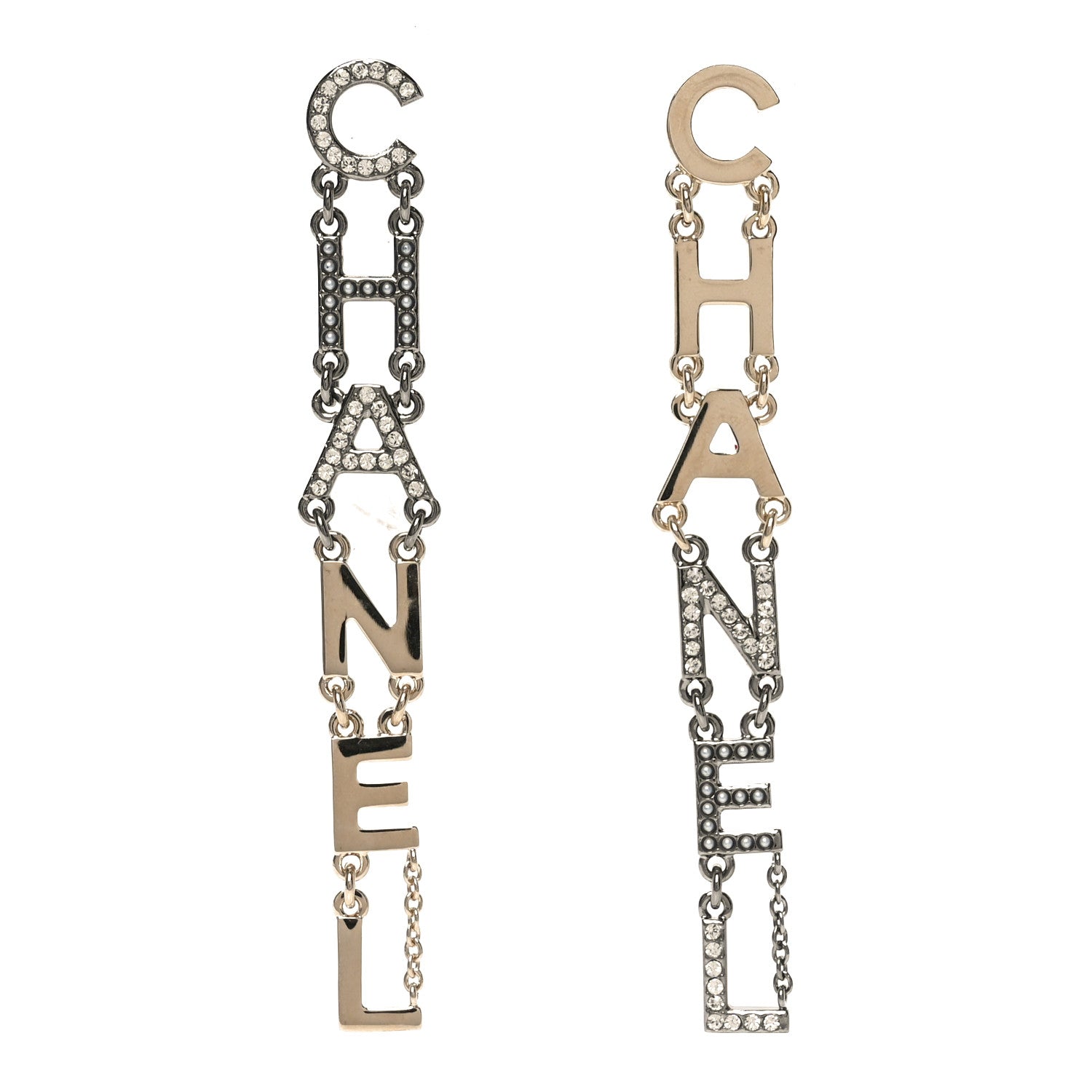 Chanel Crystal Pearl Chanel Bright Young Things Earrings Gold Ruthenium 1 of 4