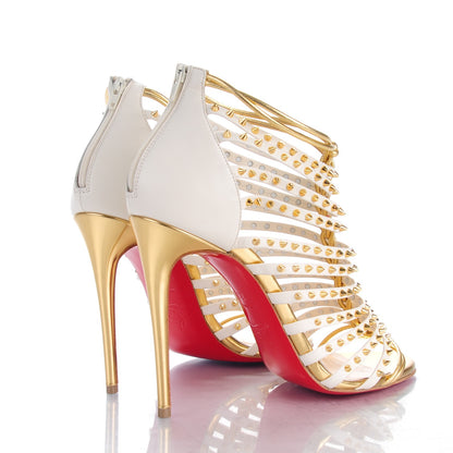 Christian Louboutin Kid Nappa Millaclou 100 Cage Sandals 37 Edelweiss Gold 4 of 8