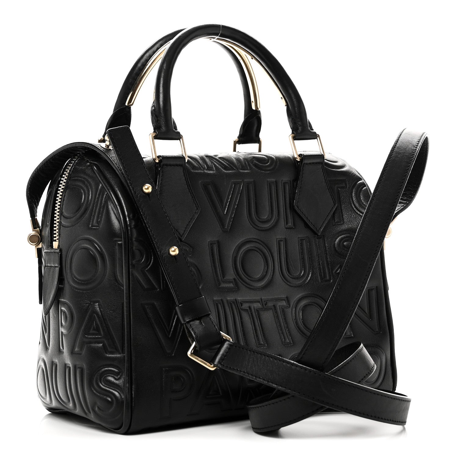 Louis Vuitton Calfskin Embossed Mini Cube Speedy Black 3 of 9