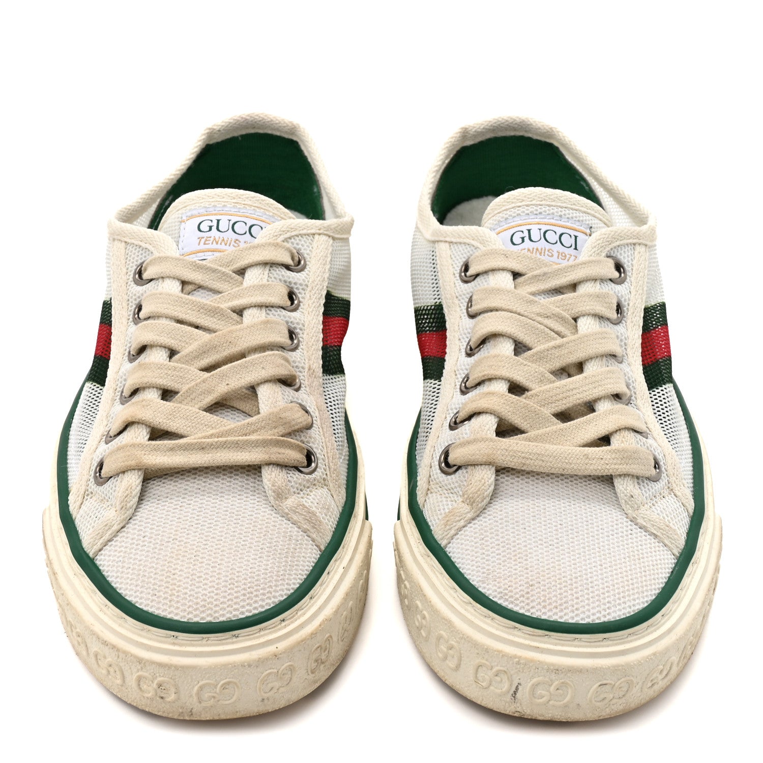 Gucci Mesh Web Womens 1977 Tennis Sneakers 35 Great 35.5 White Mystic White 3 of 9