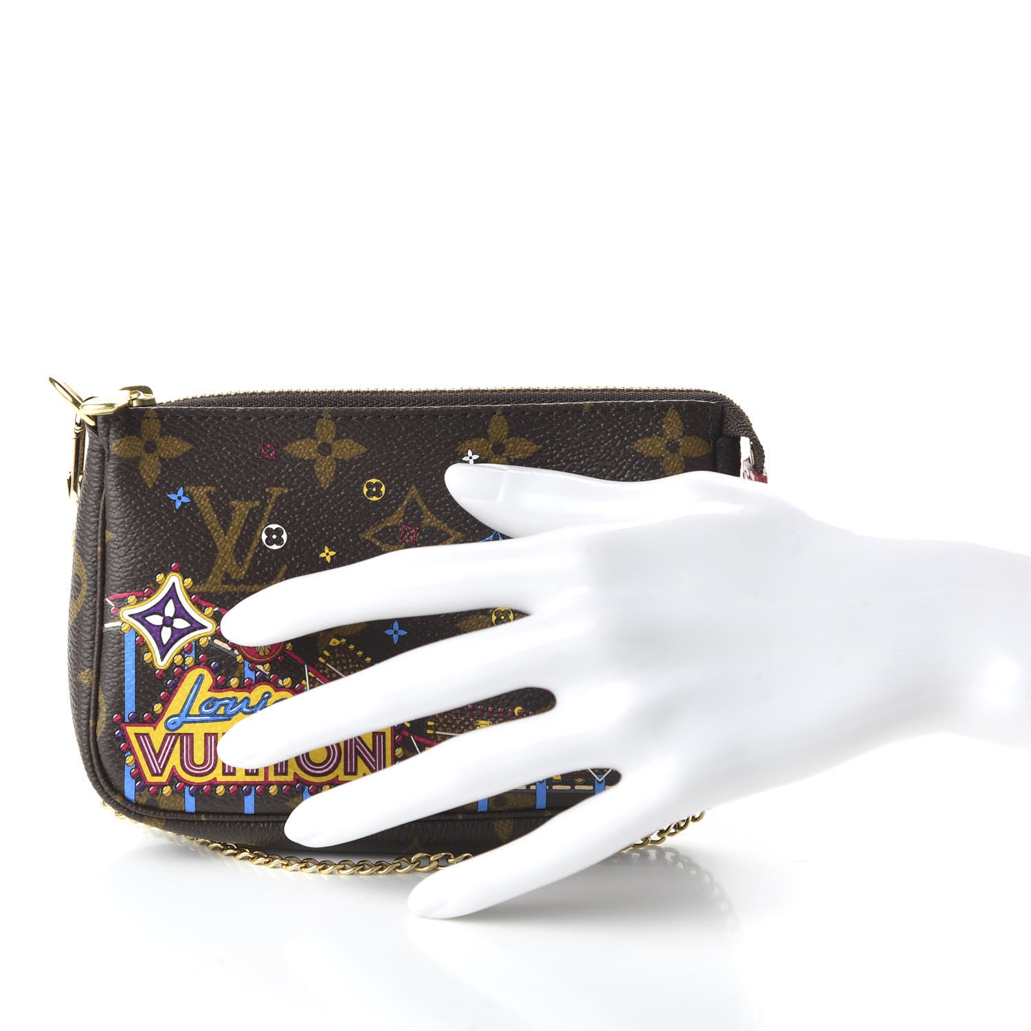 Louis Vuitton Monogram 2020 Christmas Animation Roller Coaster Mini Pochette Accessories Pivoine 2 of 11