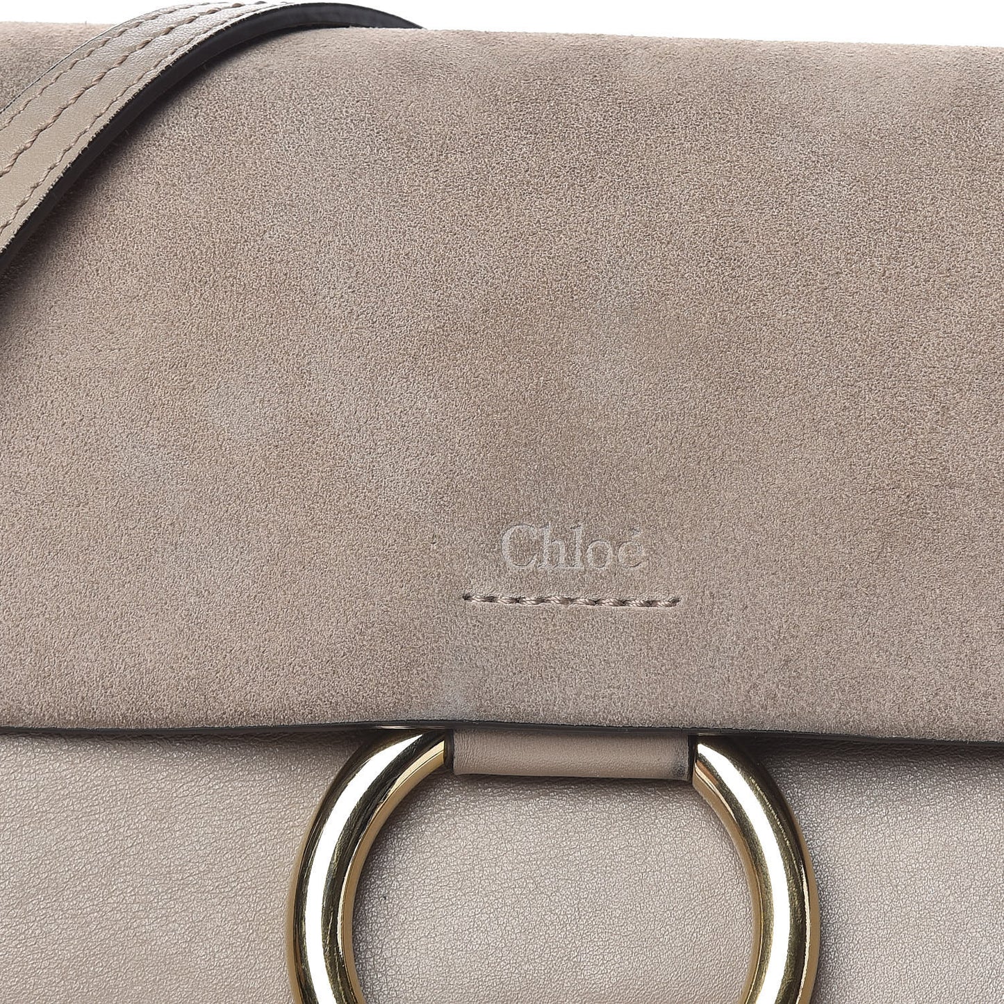 Suede Calfskin Small Faye Shoulder Bag Motty Grey