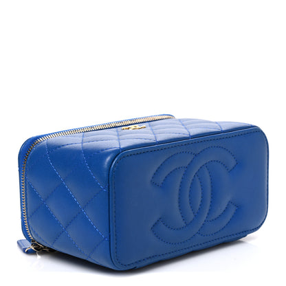 Chanel Lambskin Quilted Pearl Crush Small Vanity Case With Chain Blue 4 of 11