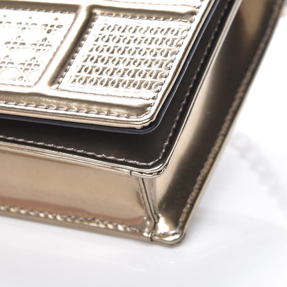 Christian Dior Metallic Patent Micro-Cannage Diorama Wallet on Chain Pouch Gold 8 of 8