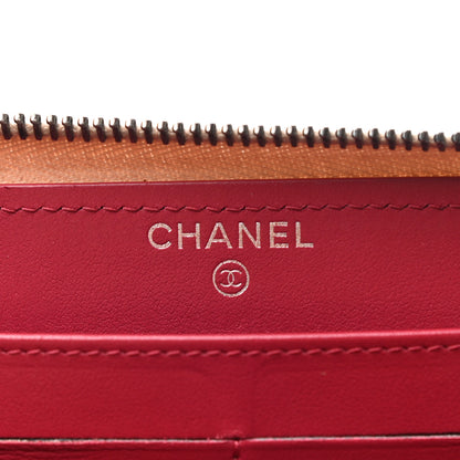 Chanel Aged Calfskin Quilted Large Gabrielle Zip Around Wallet Beige Black 6 of 8