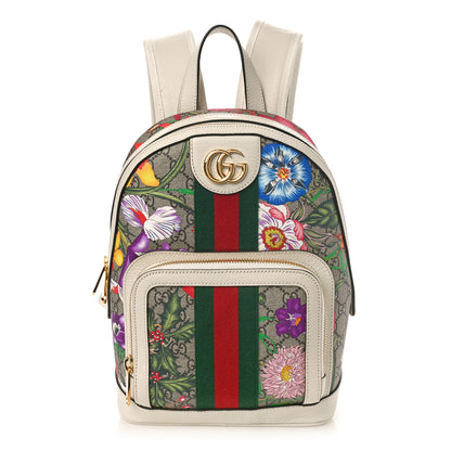 Gucci GG Supreme Monogram Flora Web Small Ophidia Day Backpack White 1 of 9