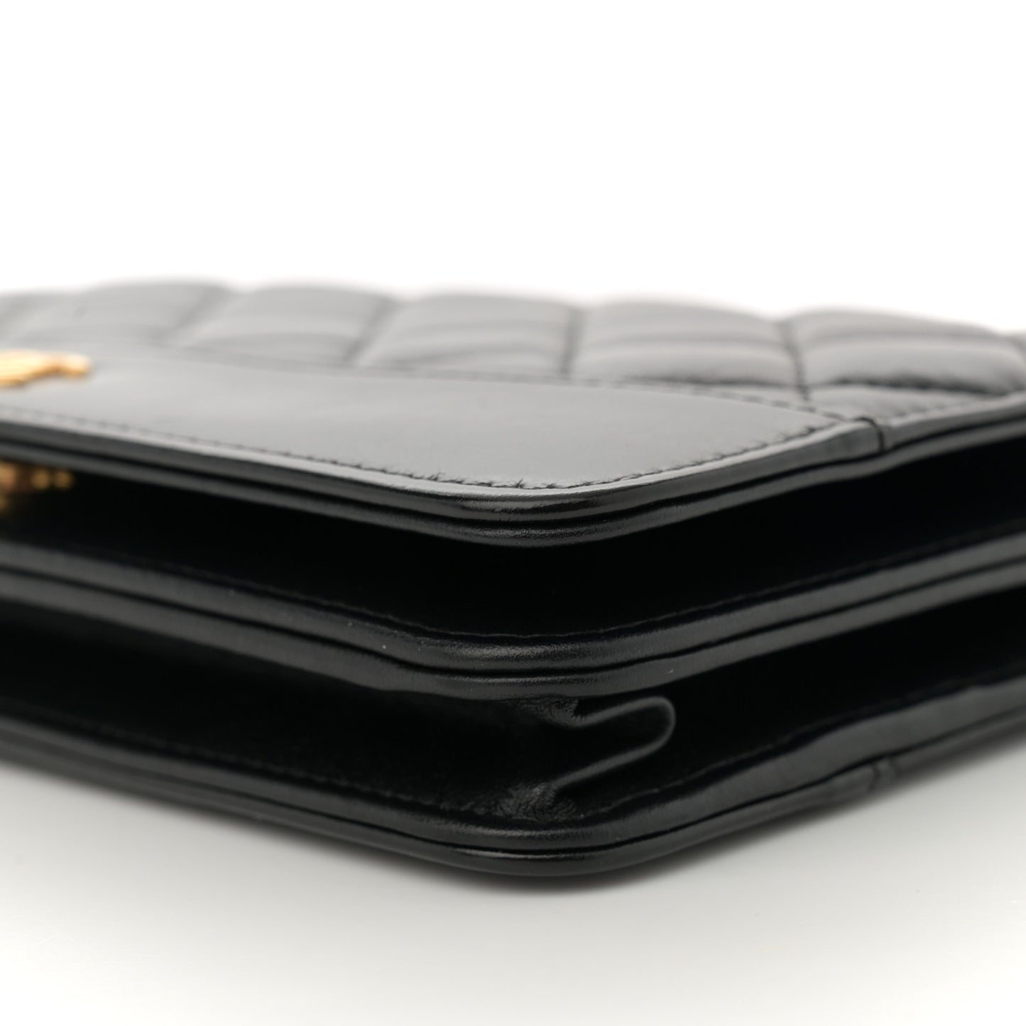 Aged Calfskin Quilted Gabrielle Wallet On Chain WOC Black