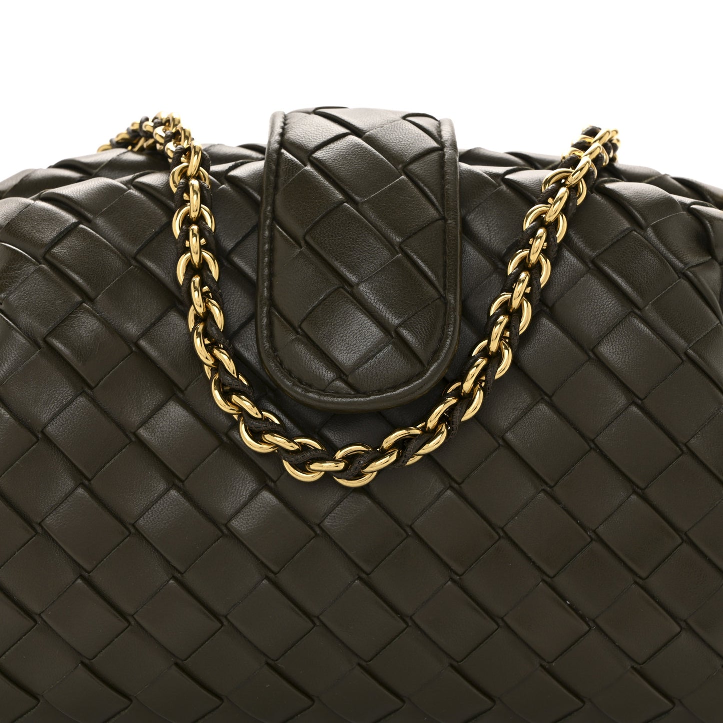 Nappa Intrecciato Teen The Lauren 1980 Clutch With Chain Khaki