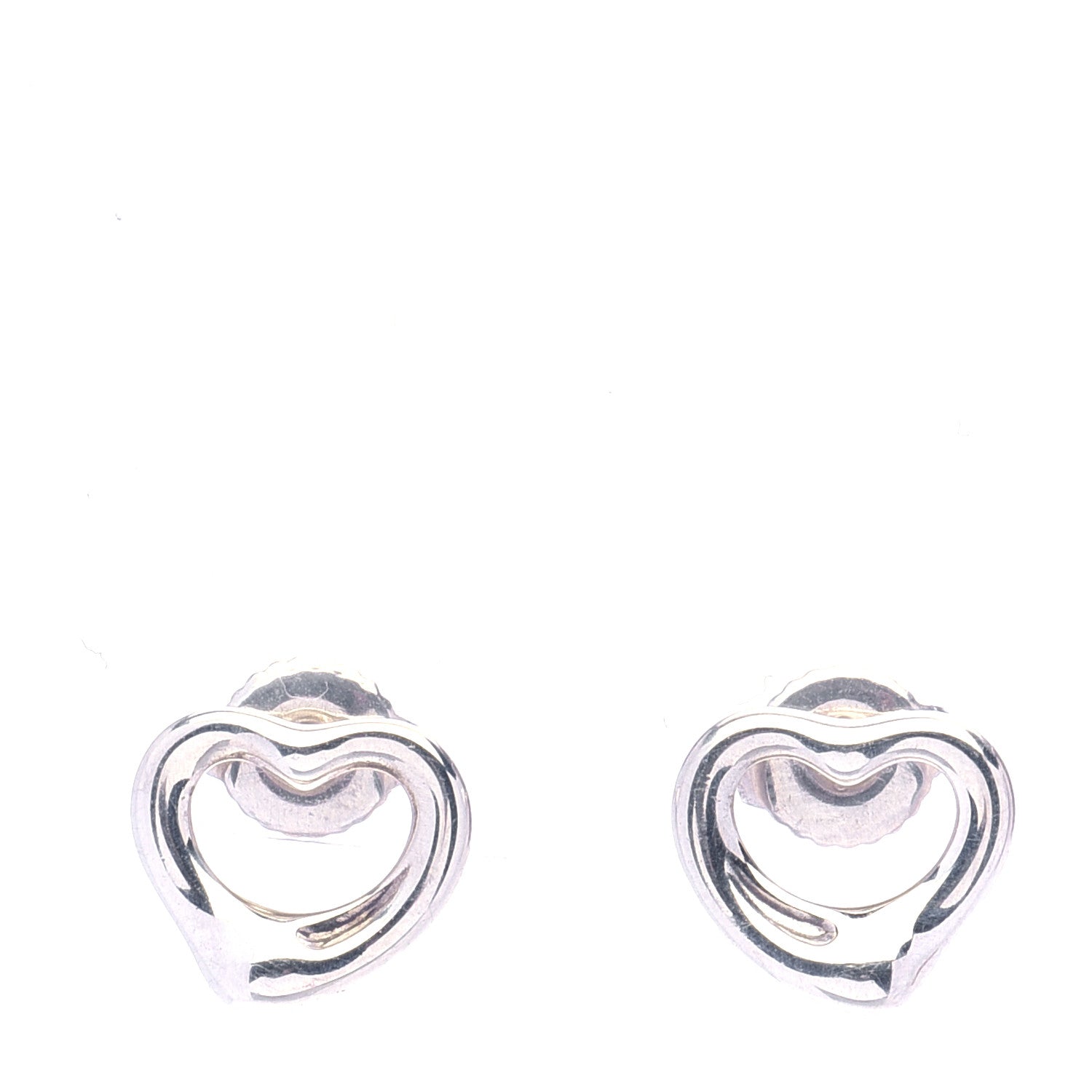 Tiffany Sterling Silver 11mm Elsa Peretti Open Heart Earrings 1 of 6