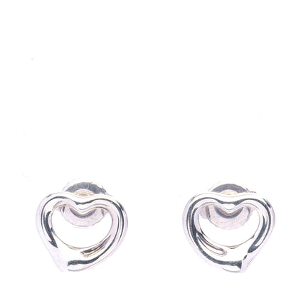Tiffany Sterling Silver 11mm Elsa Peretti Open Heart Earrings 1 of 6