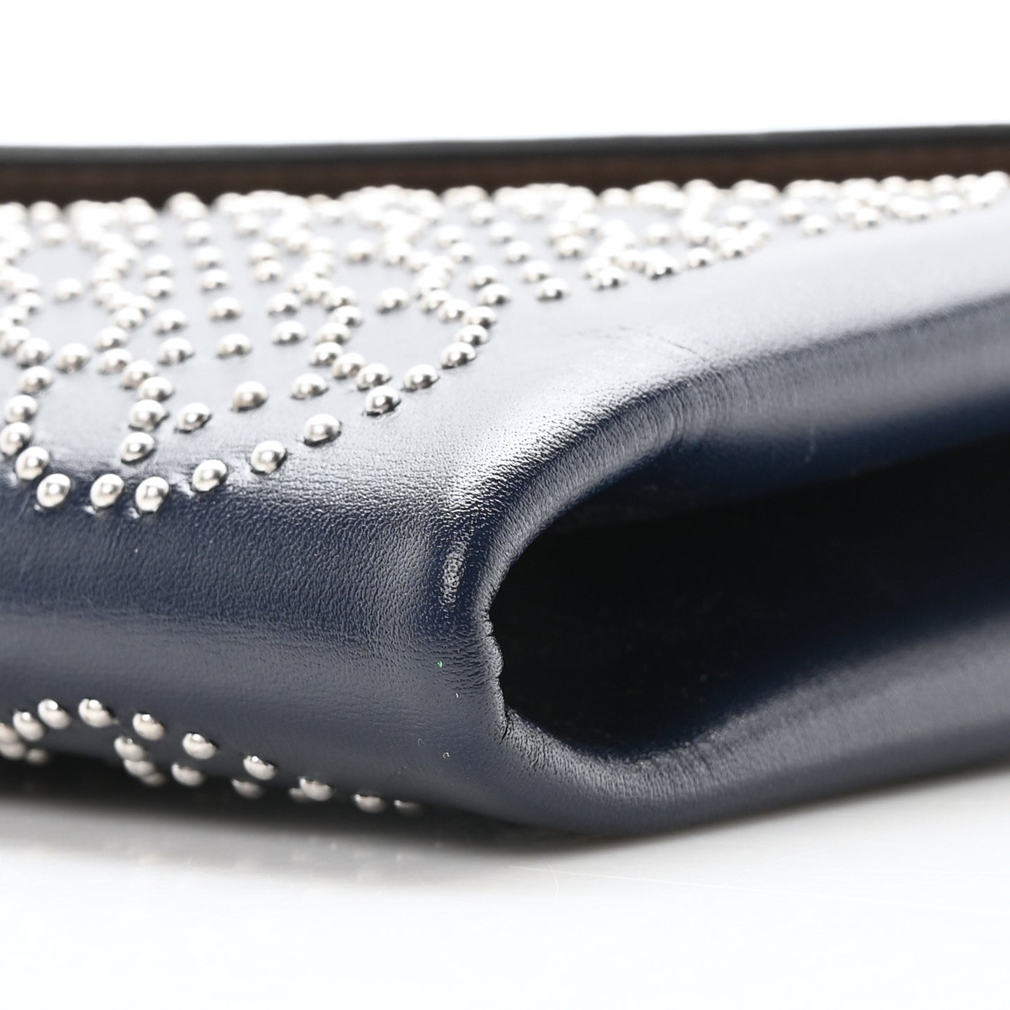 Calfskin Studded Arabesque Envelope Clutch Navy