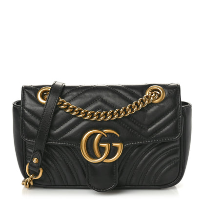 Gucci Calfskin Matelasse Mini GG Marmont Shoulder Bag Black 1 of 10