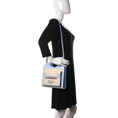 Burberry Canvas Smooth Calfskin Two Tone Mini Pocket Bag Natural Pale Blue 2 of 14