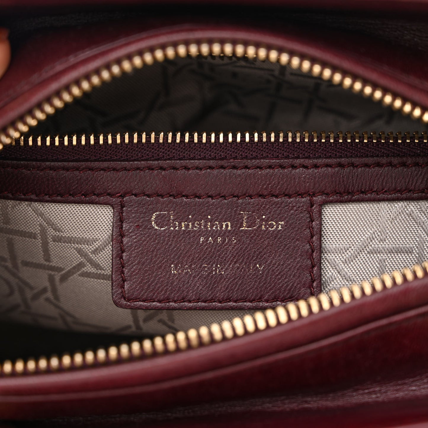 Lambskin Cannage Medium Lady Dior Burgundy