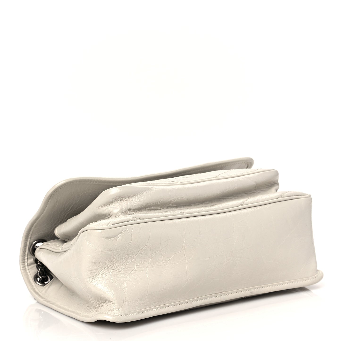Crinkled Calfskin Matelasse Monogram Medium Niki Chain Satchel Ivory