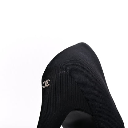 Chanel Satin Grosgrain Pearl Pumps 36.5 Black 8 of 11