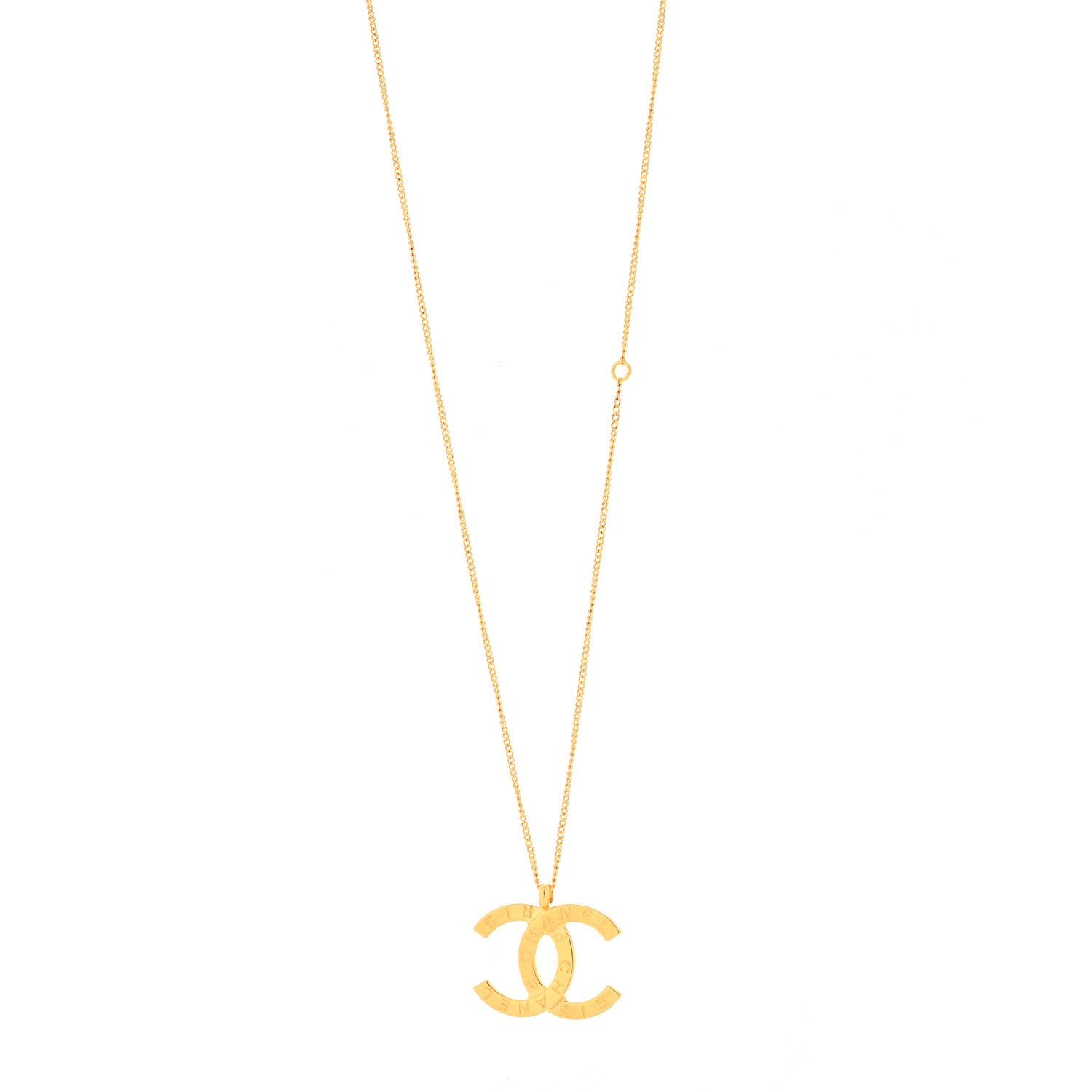 Chanel Metal CC Paris Button Necklace Gold 1 of 3