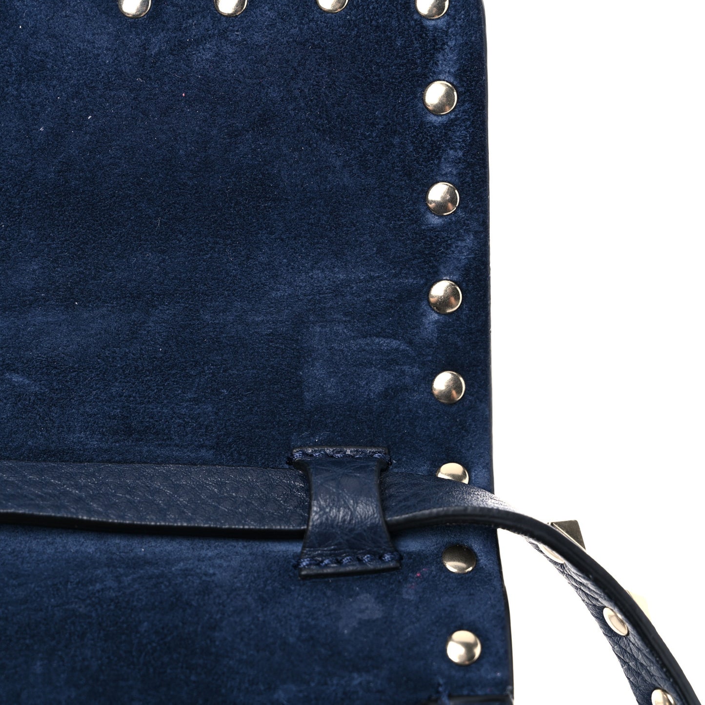 Pebbled Calfskin Medium Rockstud Flip Lock Crossbody Bag Navy
