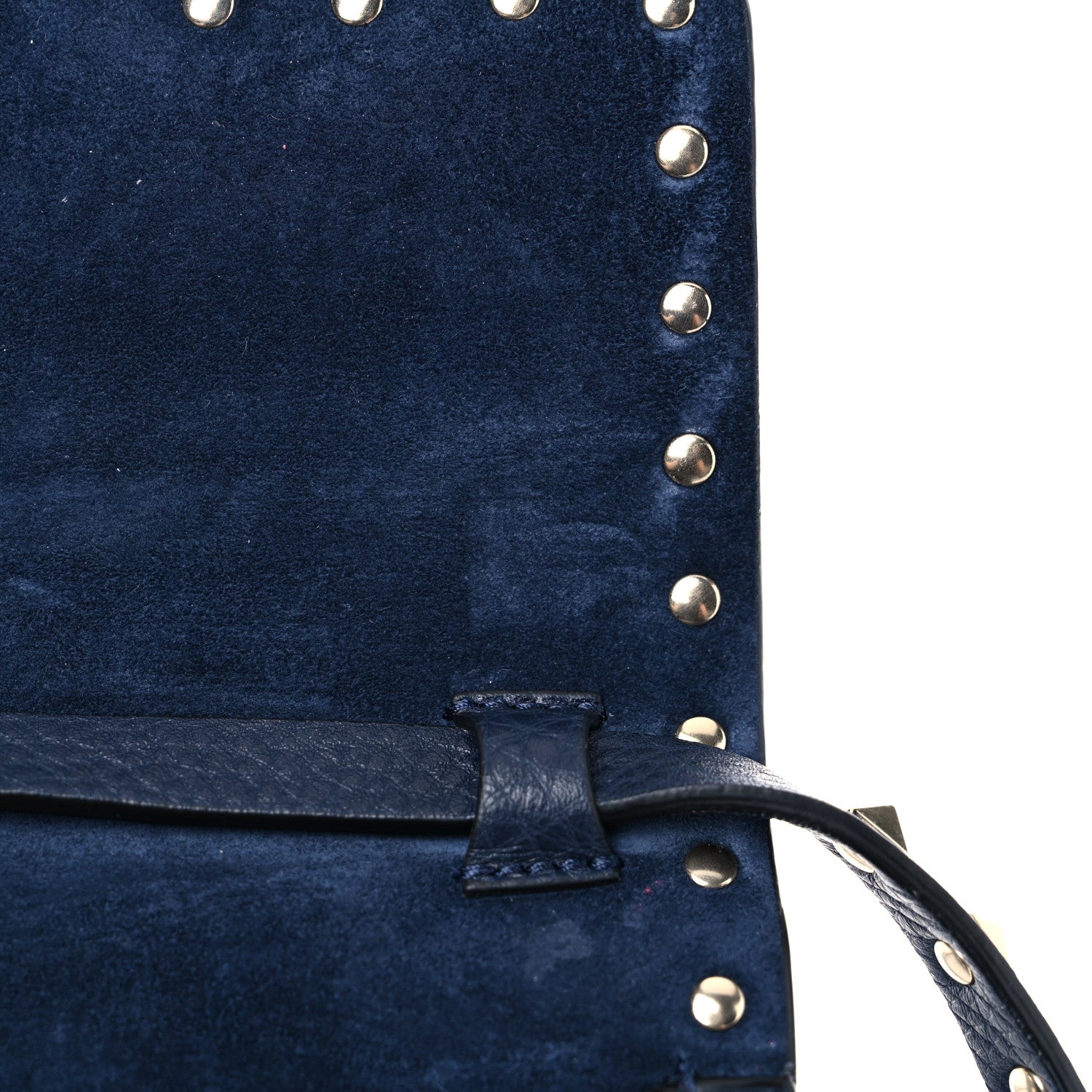 Valentino Garavani Pebbled Calfskin Medium Rockstud Flip Lock Crossbody Bag Navy 13 of 16