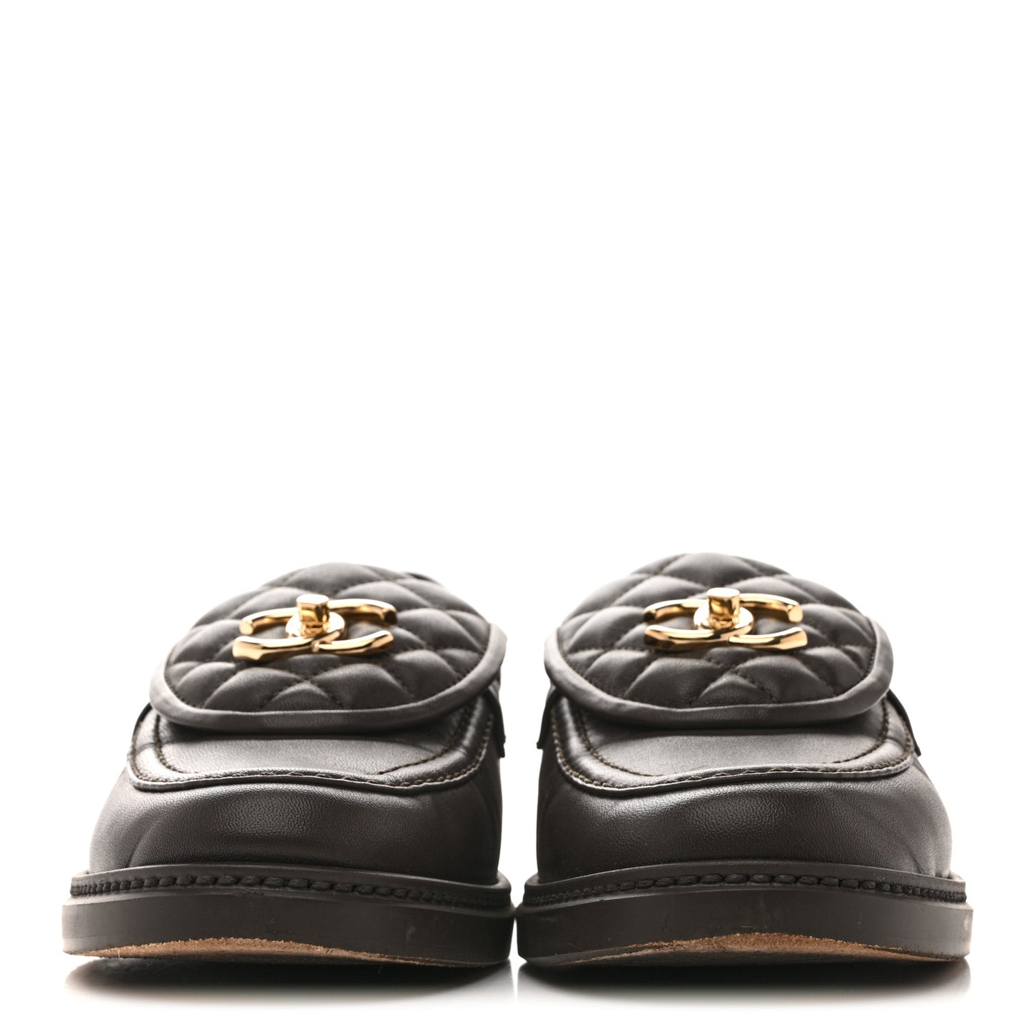 Lambskin Quilted CC Turnlock Loafers 40 Dark Brown