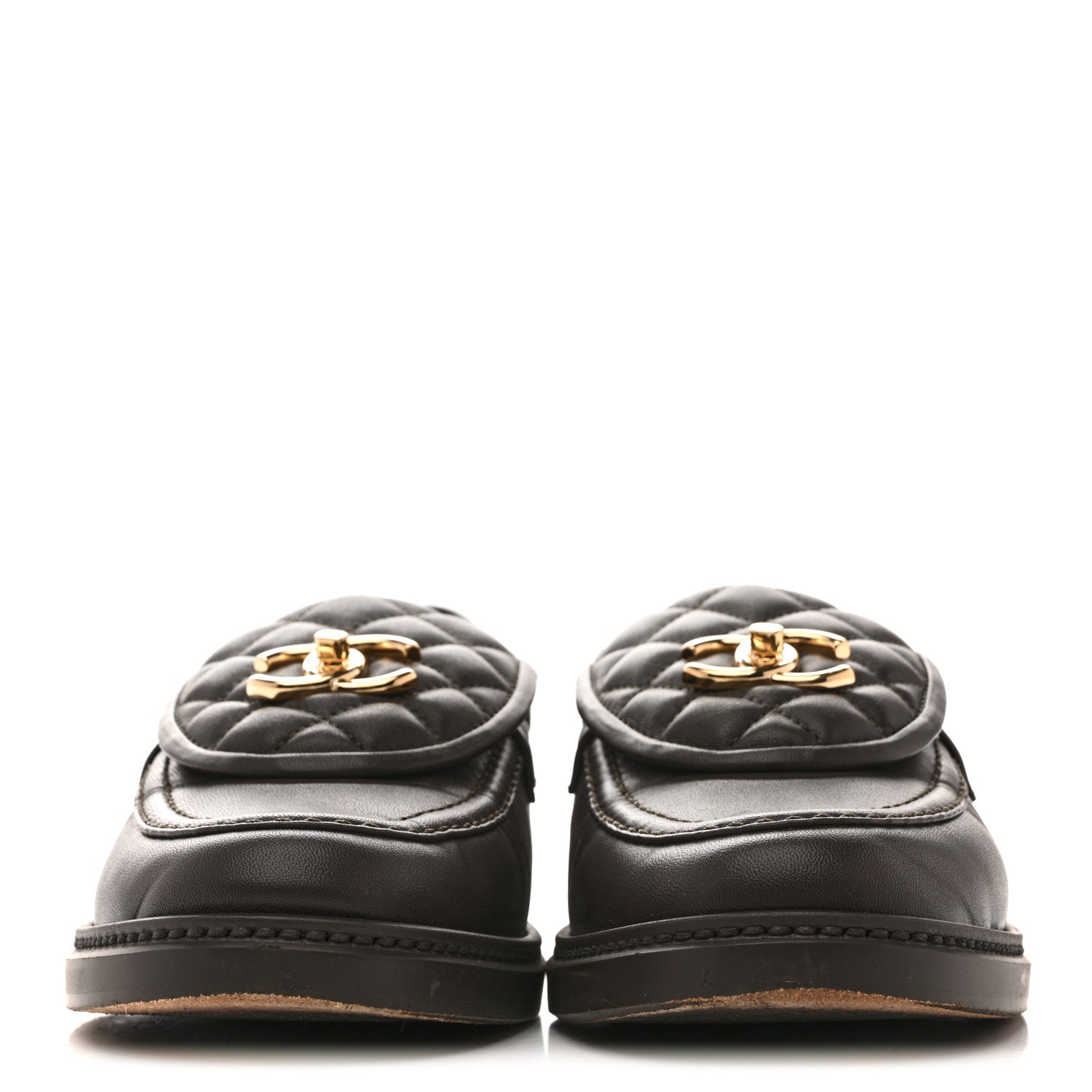 Chanel Lambskin Quilted CC Turnlock Loafers 40 Dark Brown 3 of 11