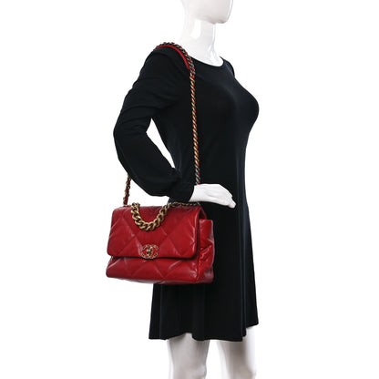 Chanel Lambskin Quilted Large Chanel 19 Flap Red 2 of 9