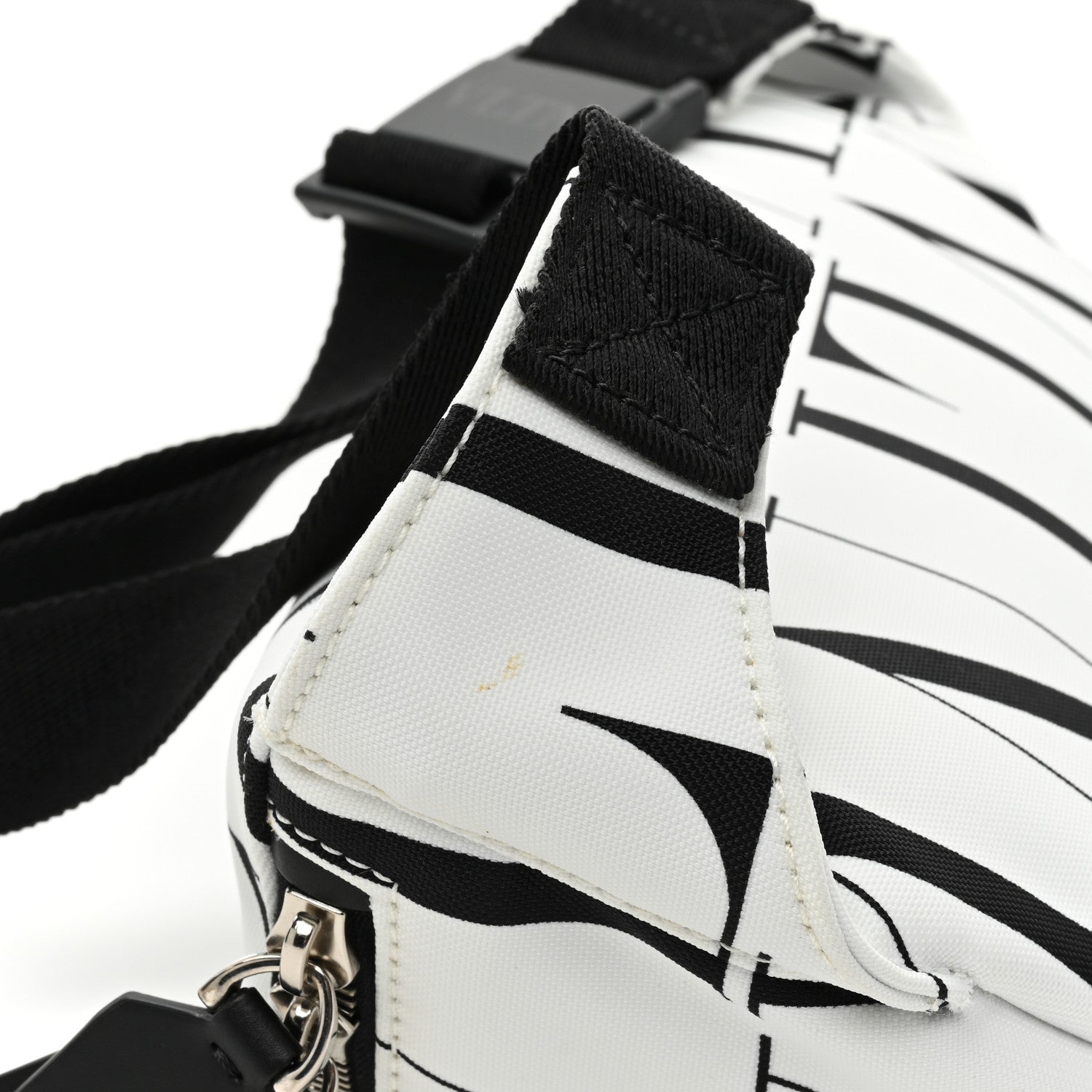 Valentino Garavani Nylon Mens VLTN Belt Bag White Black 10 of 12