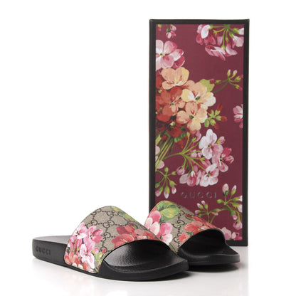 Gucci GG Supreme Monogram Blooms Slide Sandals 38 Beige Multicolor 8 of 8