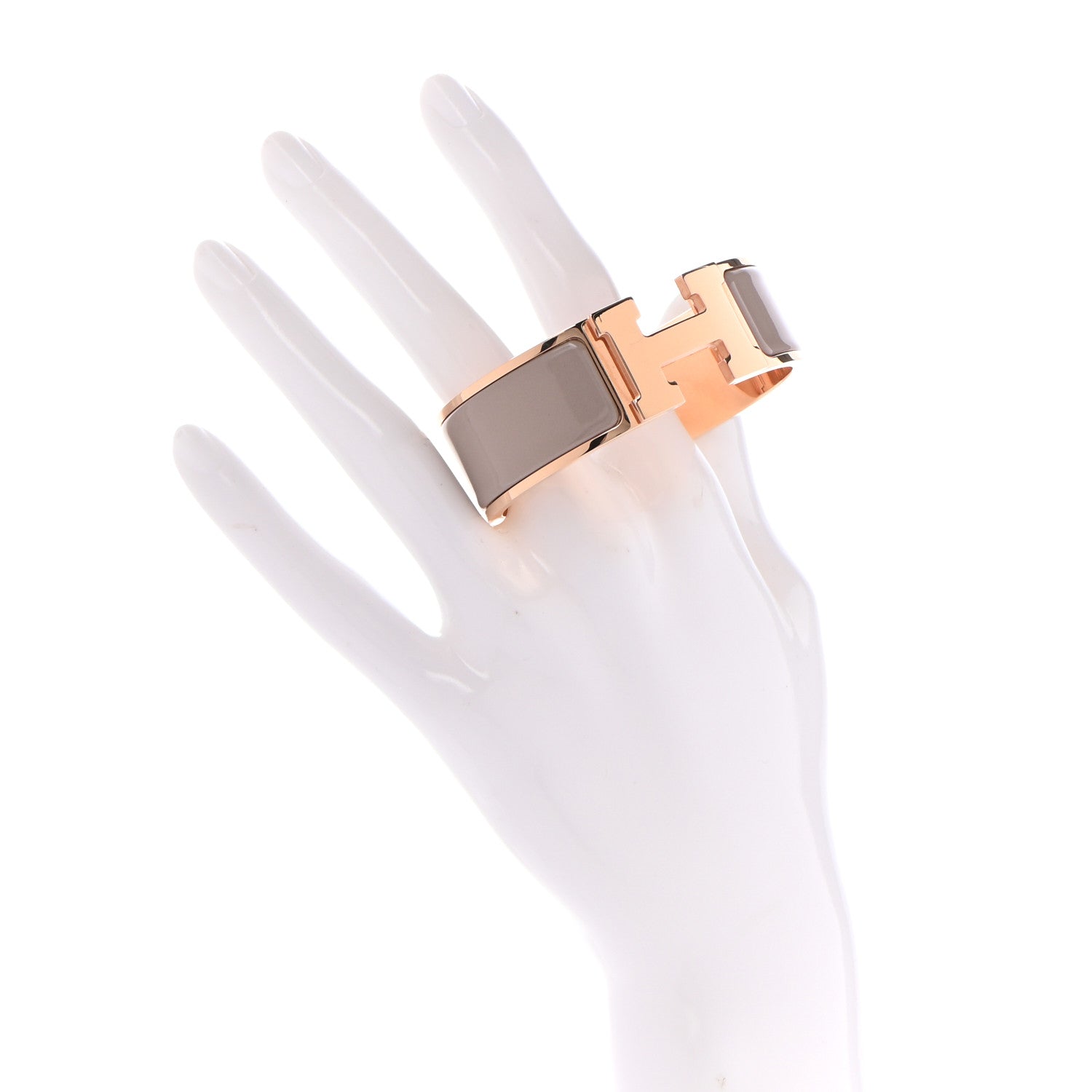 Hermes Enamel Wide Clic Clac H Bracelet GM Marron Glace 2 of 4