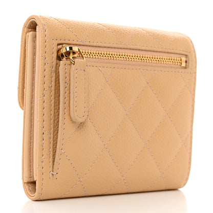 Chanel Caviar Quilted Compact Flap Wallet Beige 3 of 9