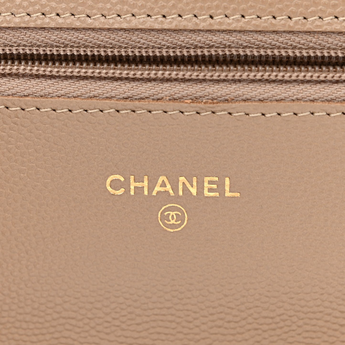 Caviar Quilted Wallet on Chain WOC Dark Beige