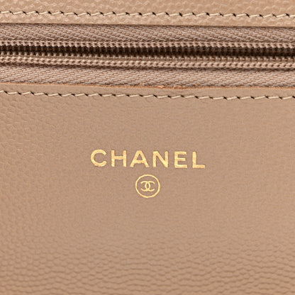 Chanel Caviar Quilted Wallet on Chain WOC Dark Beige 7 of 14
