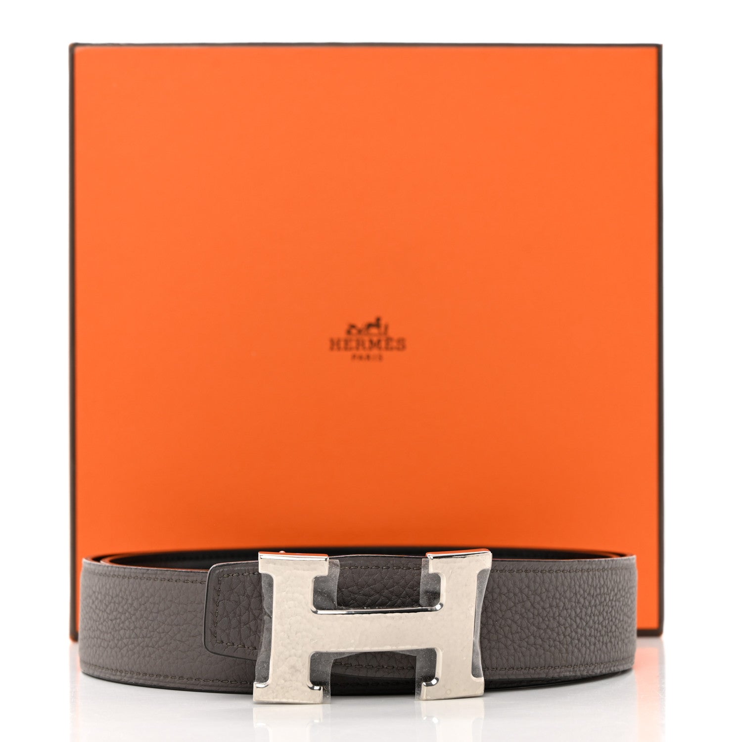 Hermes Box Togo 32mm Martelee H Belt 90 Black Etain 7 of 7