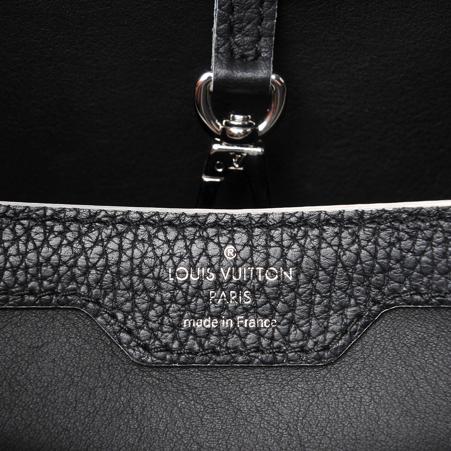 Louis Vuitton Taurillon Capucines PM Black White 7 of 8