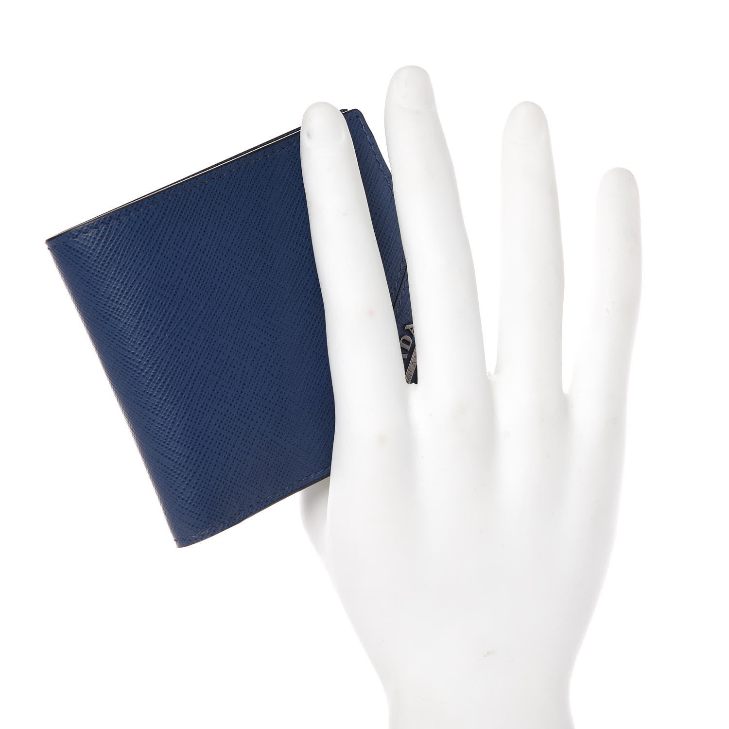 Prada Saffiano Metal Bi-Fold Wallet Bleuette 2 of 6