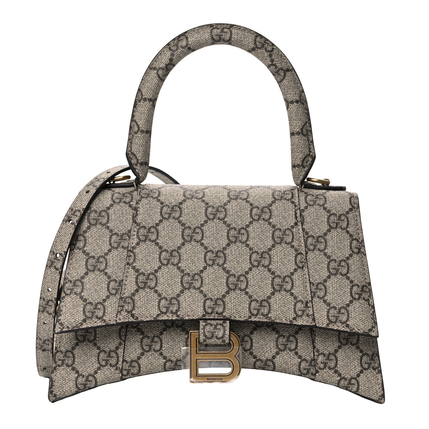 Balenciaga X GUCCI GG Supreme Monogram Small Hourglass Top Handle Bag Beige Ebony 1 of 9